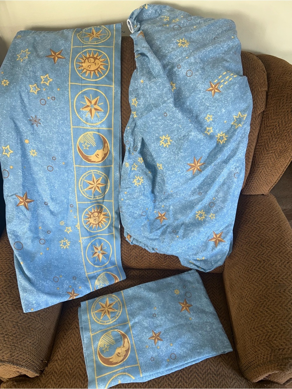 90s Celestial Whimsigoth Sun Moon Stars Twin Bed Set With Pillowcase